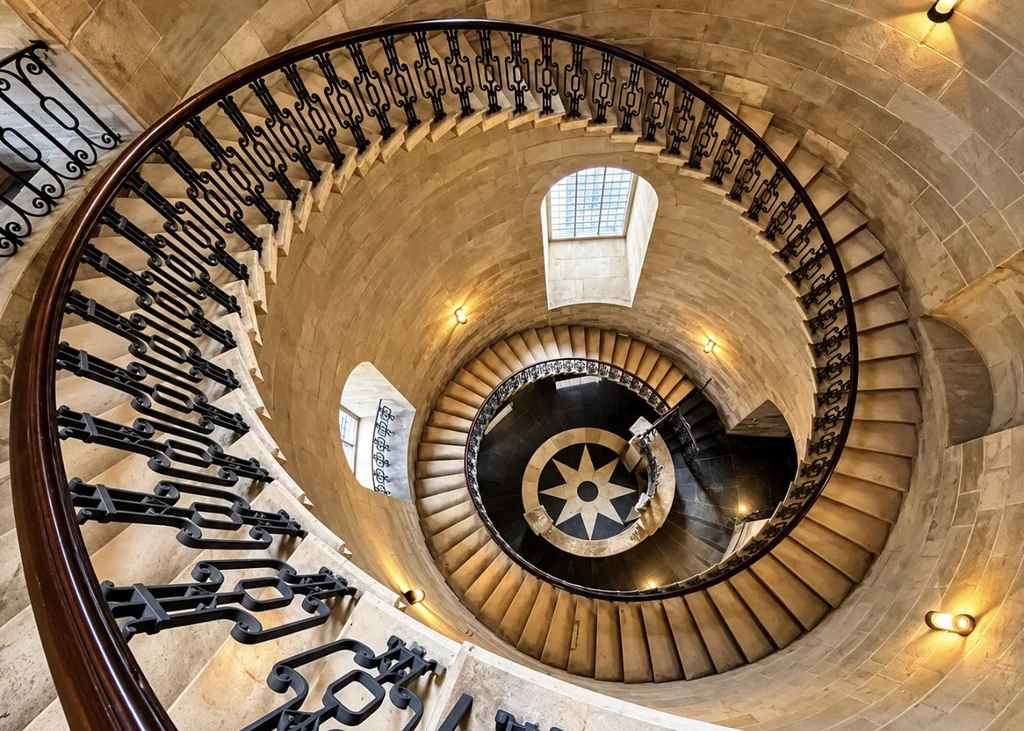 St Paul’s Geometric Staircase — a location photograph, not a frame from Sherlock Holmes